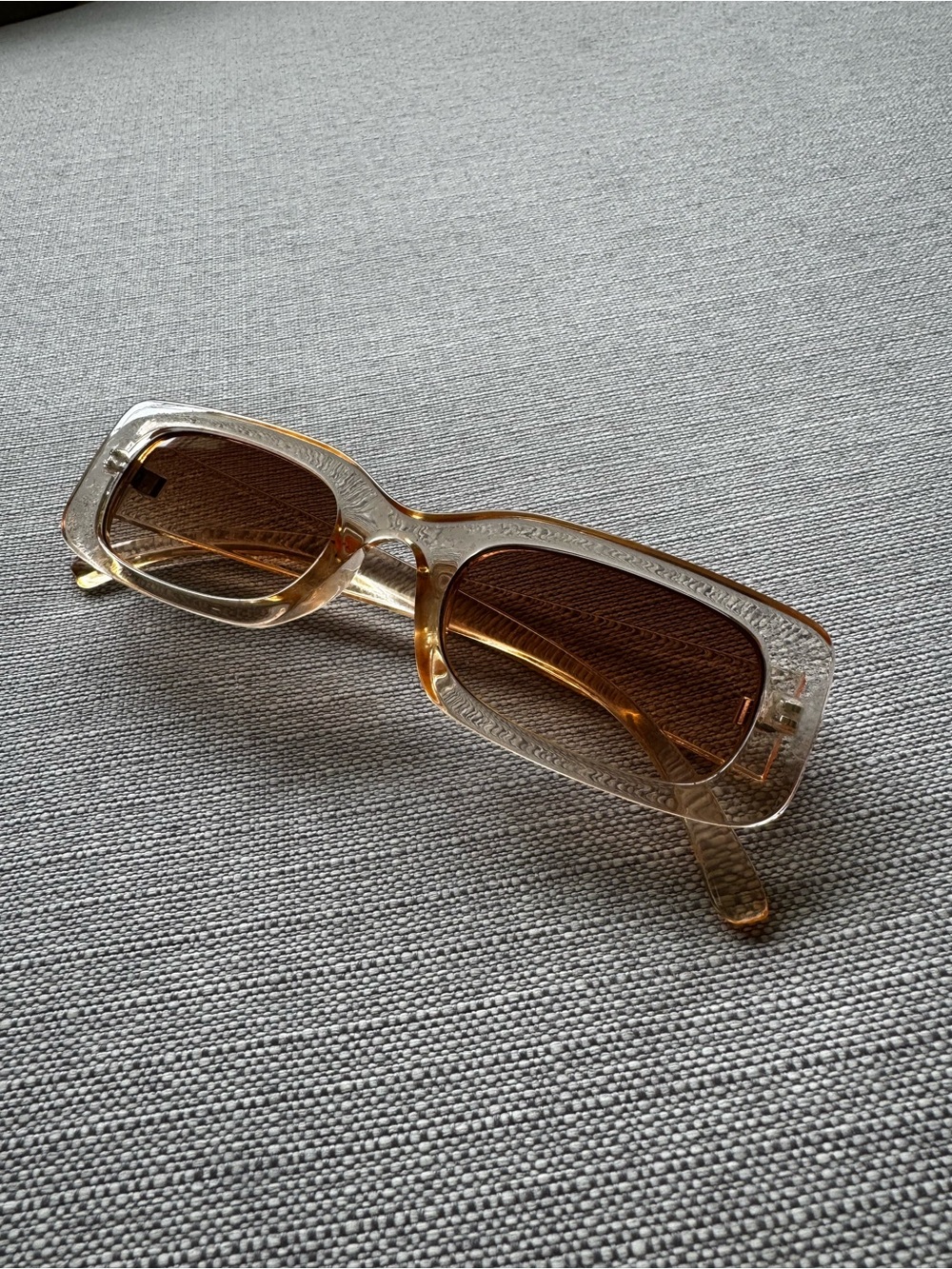 Transparent Amber Rectangular Women’s Sunglasses